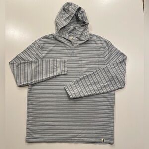 Johnnie-O Men's Hanging Out Large Lightweight Hoodie - Striped Blue / Golf